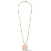 COEUR DE LION Edelsteinketten-Halskette Amulett Spikes Quadrat Rosenquarz Gold-Rosa