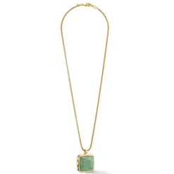 COEUR DE LION Coeur Essentials-Halskette Amulett Spikes Quadratischer Aventurin Gold-Grün