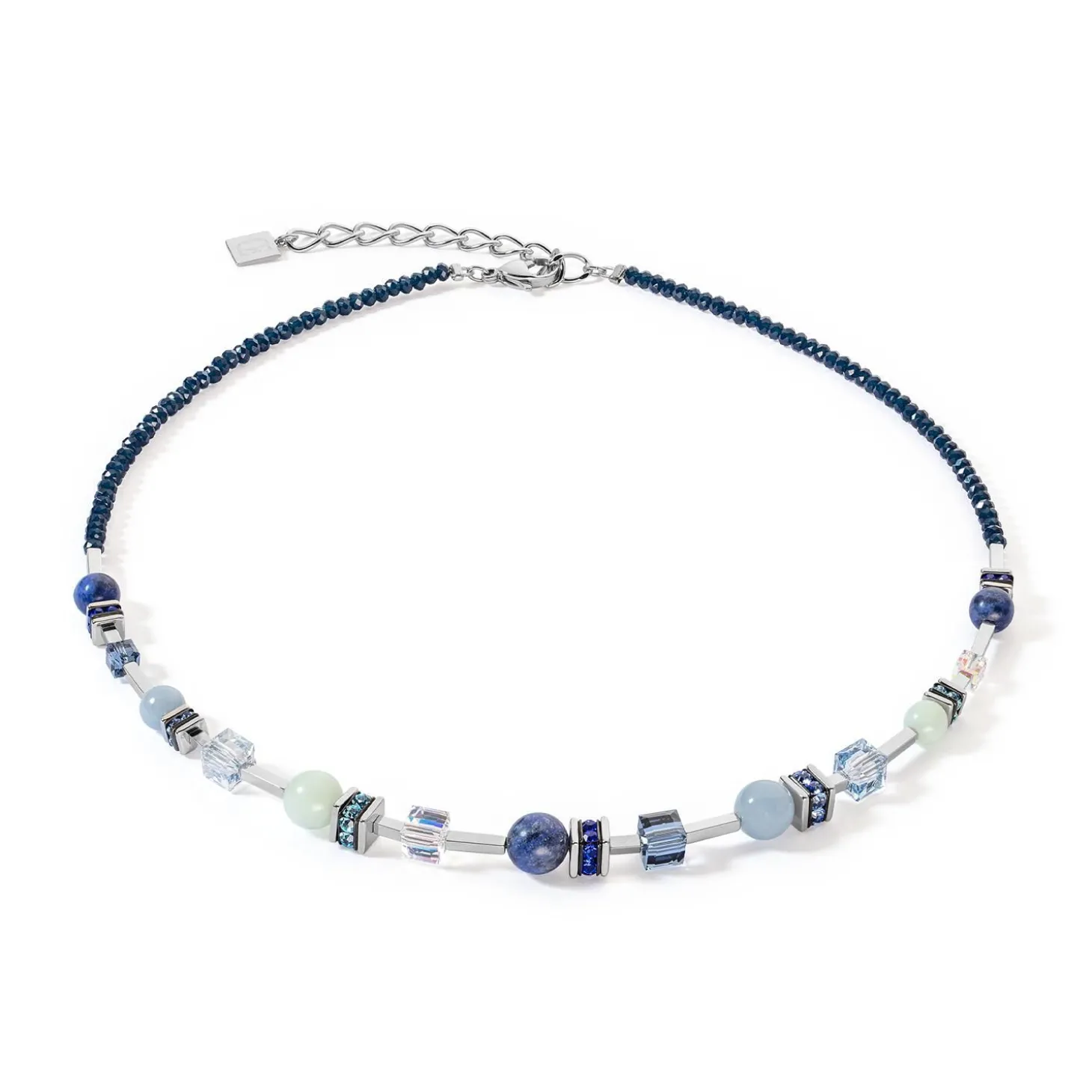 COEUR DE LION Echter Stein-Halskette Atlantis Spheres Silber-Blau