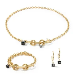 COEUR DE LION Festliche Kollektion-Halskette Chunky Chain Gold-Schwarz