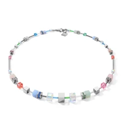 COEUR DE LION Multiwear-Halsketten-Halskette Geocube® Multitask 4-In-1 Summer Multi Pastell-Silber