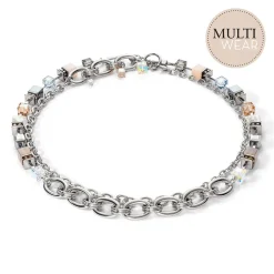 COEUR DE LION Multiwear-Halsketten-Halskette Geocube® Statement Precious Chunky Chain Multiwear Grau-Beige