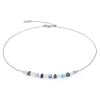 COEUR DE LION Edelsteinketten-Halskette Mini Cubes & Kette Silber-Blau