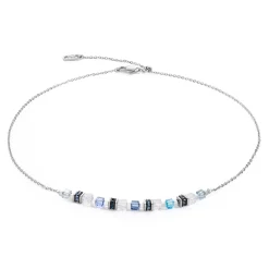 COEUR DE LION Edelsteinketten-Halskette Mini Cubes & Kette Silber-Blau