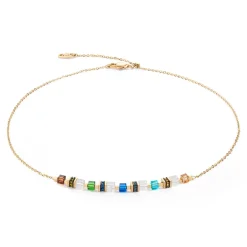COEUR DE LION Edelsteinketten-Halskette Mini Cubes & Kette Gold-Mehrfarbig