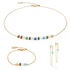 COEUR DE LION Edelsteinketten-Halskette Mini Cubes & Kette Gold-Mehrfarbig