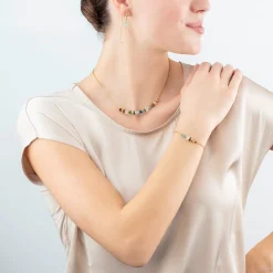 COEUR DE LION Edelsteinketten-Halskette Mini Cubes & Kette Gold-Mehrfarbig