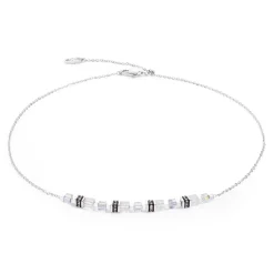 COEUR DE LION Edelsteinketten-Halskette Mini Cubes & Kette Silber-Weiß
