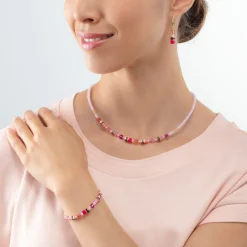 COEUR DE LION Kristallhalsketten-Halskette Mini Cubes Magenta