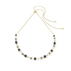 COEUR DE LION Perlenketten-Halskette Mysterious Cubes & Pearls Gold-Schwarz
