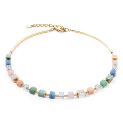 COEUR DE LION Edelsteinketten-Halskette Precious Classic Cubes Mehrfarbig-Sanft