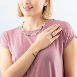 COEUR DE LION Edelsteinketten-Halskette Precious Classic Cubes Mehrfarbig-Sanft