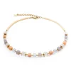 COEUR DE LION Edelsteinketten-Halskette Precious Classic Cubes Grau-Pfirsich