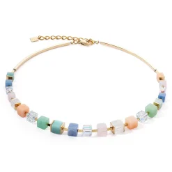 COEUR DE LION Edelsteinketten-Halskette Precious Statement Cubes Mehrfarbig-Sanft
