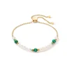 COEUR DE LION Perlenarmbänder-Harmonie-Armband aus Süßwasserperlen und Malachitgold