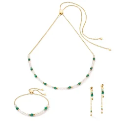 COEUR DE LION Perlenohrringe-Harmony Multiwear Ohrringe Süßwasserperlen und Malachitgold