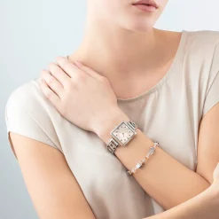 COEUR DE LION Uhren-Ikonische Cube-Statement-Uhr Apricot Crush Silber