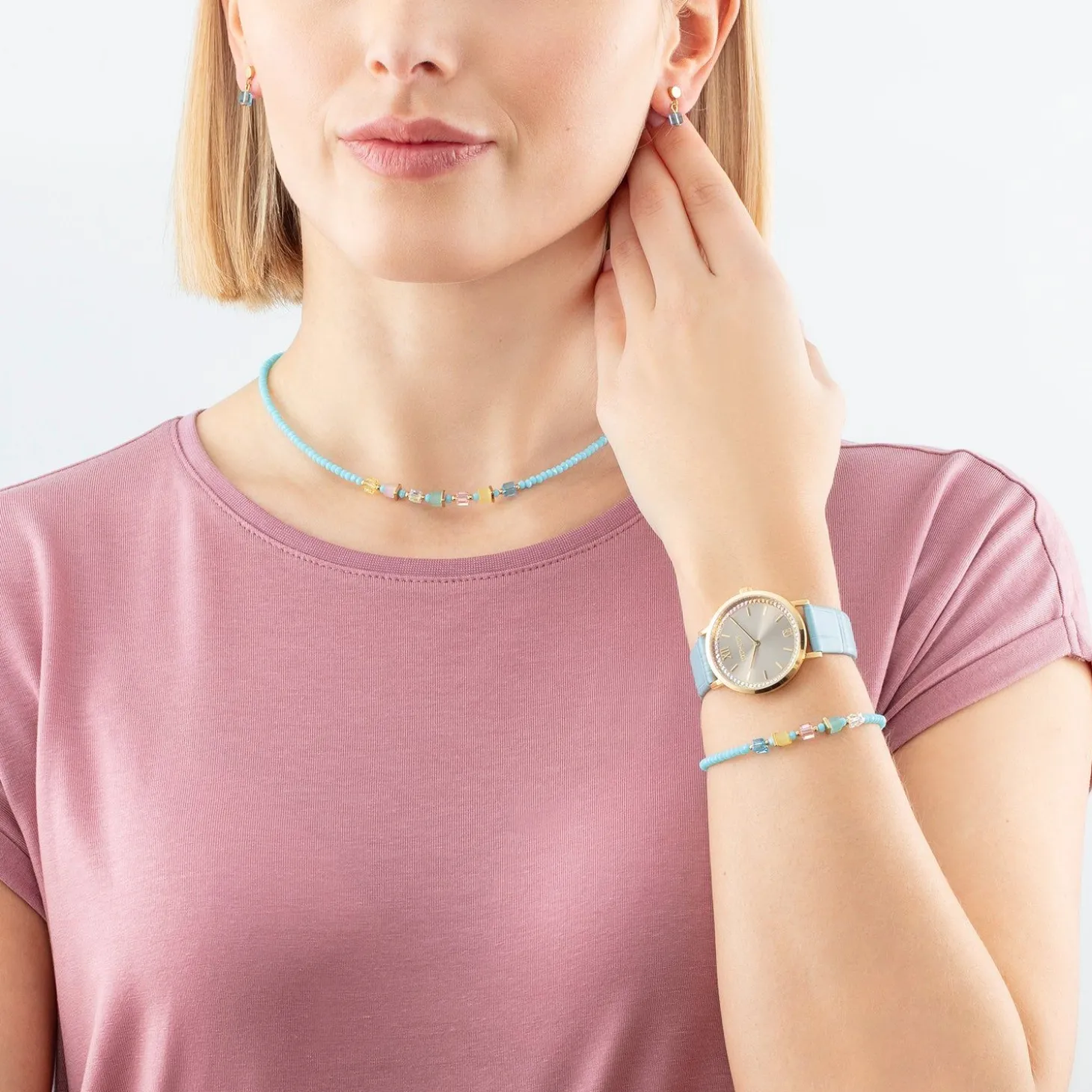 COEUR DE LION Fröhliche Farben-Joyful Colors Armband Türkis-Mehrfarbig