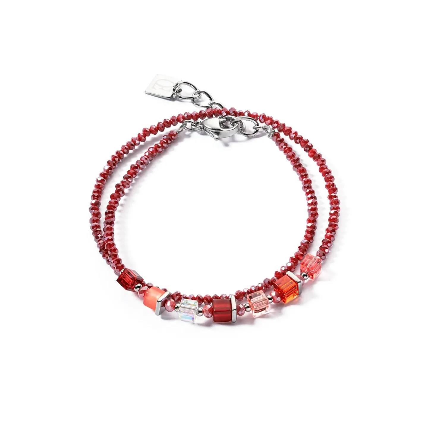 COEUR DE LION Fröhliche Farben-Joyful Colors Wickelarmband Silber Rot