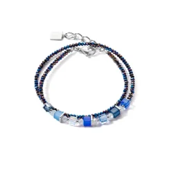 COEUR DE LION Fröhliche Farben-Joyful Colors Wickelarmband Silber Blau