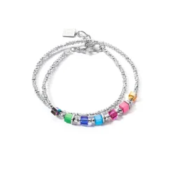COEUR DE LION Fröhliche Farben-Joyful Colors Wickelarmband Silber Regenbogen
