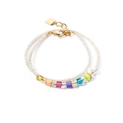COEUR DE LION Mix&And&Match-Armbänder-Joyful Colors Wickelarmband Gold Regenbogen