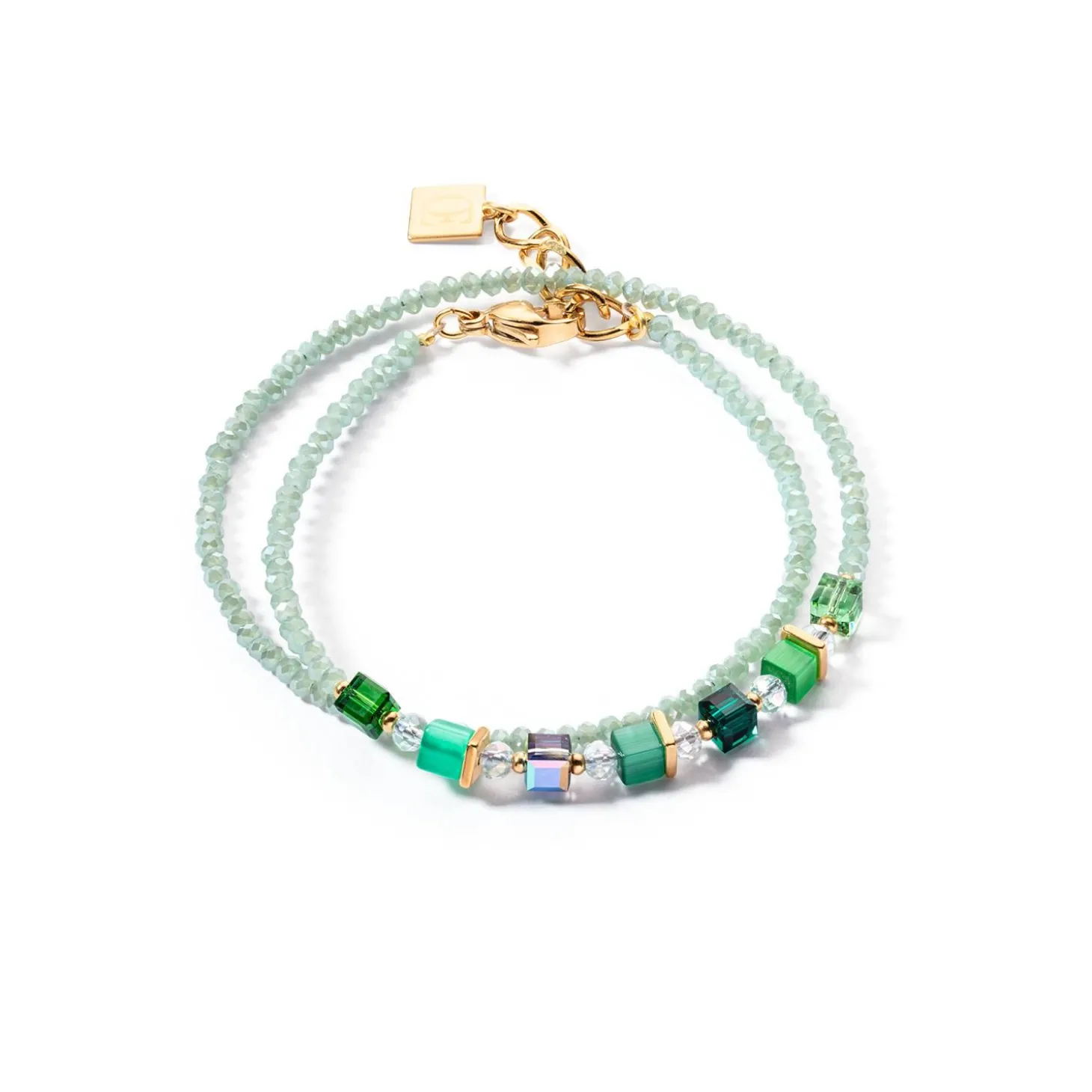 COEUR DE LION Mix&And&Match-Armbänder-Joyful Colors Wickelarmband Goldgrün