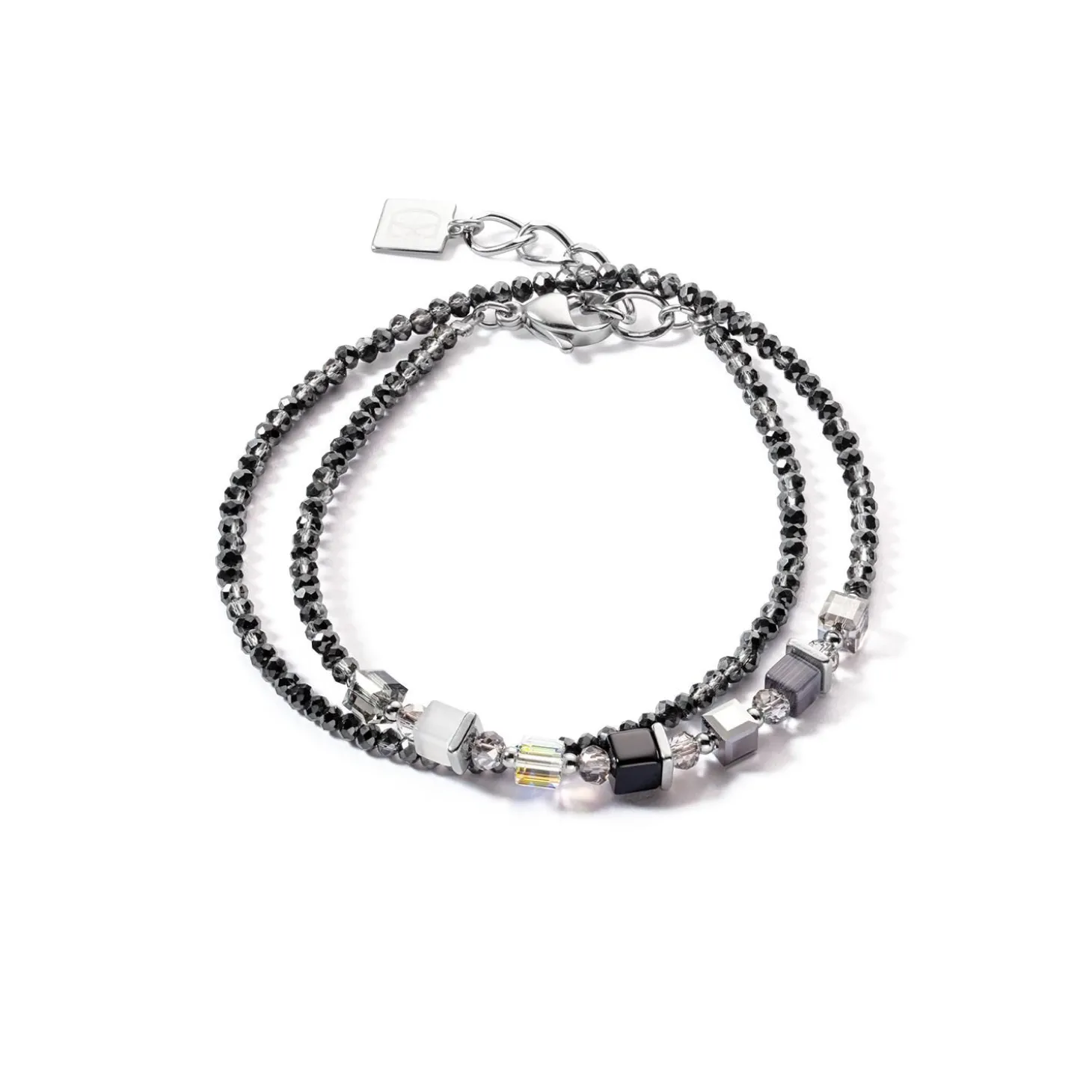 COEUR DE LION Kristallarmbänder-Joyful Colors Wickelarmband Silbergrau