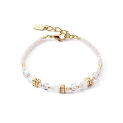 COEUR DE LION Hochzeit-Mini Cubes Armband Gold Weiß