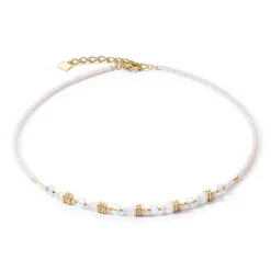 COEUR DE LION Hochzeit-Mini Cubes Halskette Gold Weiß