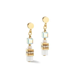 COEUR DE LION Ohrstecker-Mini Cubes Ohrringe Gold Weiß