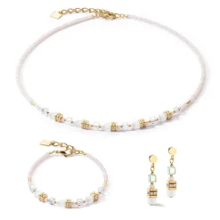 COEUR DE LION Hochzeit-Mini Cubes Ohrringe Gold Weiß