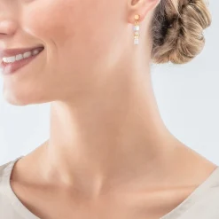 COEUR DE LION Hochzeit-Mini Cubes Ohrringe Gold Weiß