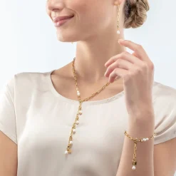 COEUR DE LION Halsketten mit Anhänger-Moderne Halskette mit Süßwasserperlenanhängern in Gold