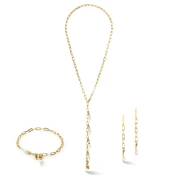 COEUR DE LION Hochzeit-Moderne Halskette mit Süßwasserperlenanhängern in Gold