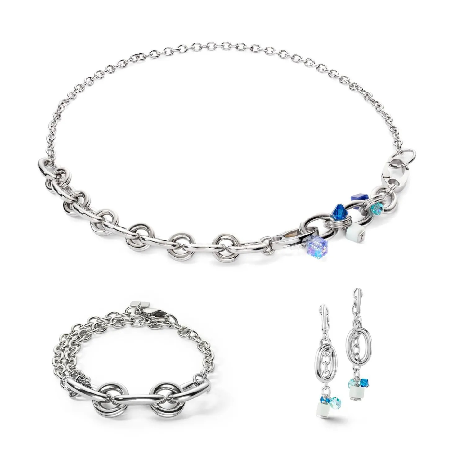 COEUR DE LION Edelstahlarmbänder-Neptuns Schatzarmband Silberblau