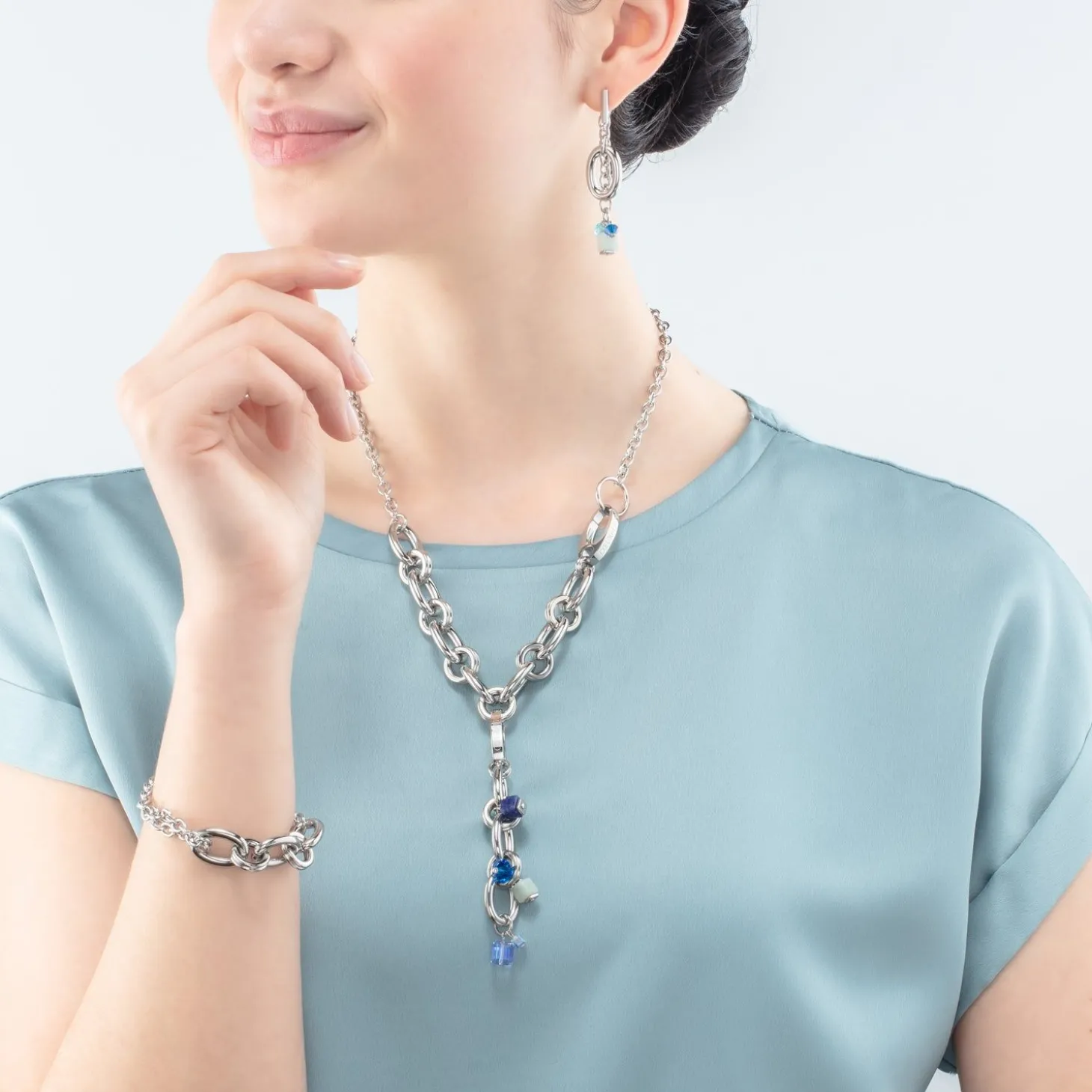 COEUR DE LION Edelstahlarmbänder-Neptuns Schatzarmband Silberblau