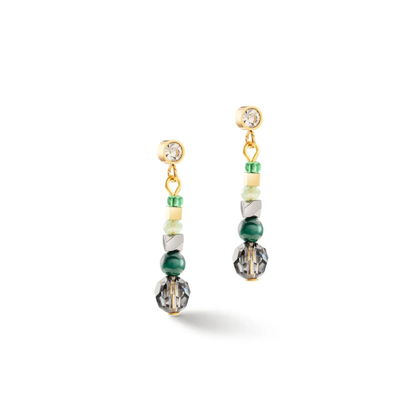 COEUR DE LION Ohrstecker-Ohrringe Amulett Glamouröses Grüngold
