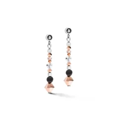 COEUR DE LION Ohrstecker-Ohrringe Amulett Kleine Kristalle & Gestreifter Onyx Grau-Kristall