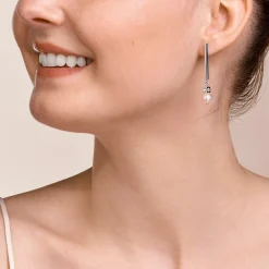 COEUR DE LION Ohrstecker-Ohrringe Asymmetrie Süßwasserperlen & Edelstahl Weiß-Silber