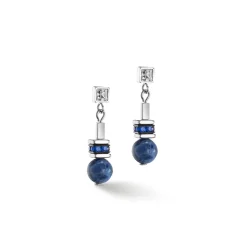 COEUR DE LION Echter Stein-Ohrringe Atlantis Kugeln Silber-Blau