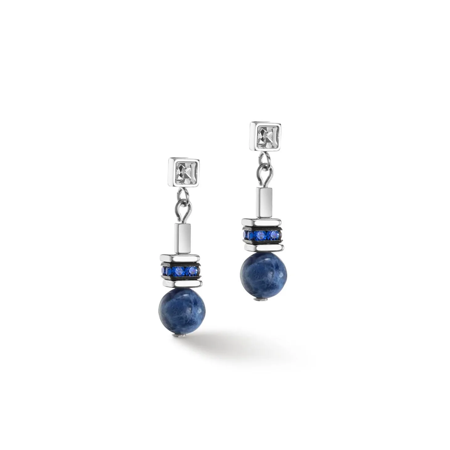 COEUR DE LION Echter Stein-Ohrringe Atlantis Kugeln Silber-Blau