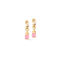 COEUR DE LION Ohrstecker-Ohrringe Creole Cube Fusion Charm Gold-Regenbogen