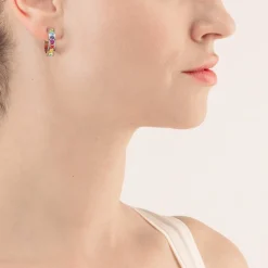 COEUR DE LION Creolen-Ohrringe Creolen 20 Edelstahl & Kristalle Silber Mehrfarbig