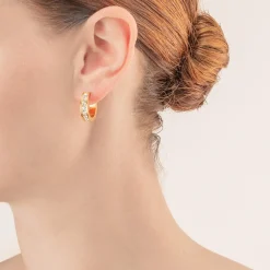 COEUR DE LION Ohrstecker-Ohrringe Creolen 20 Edelstahl & Kristalle Goldkristall
