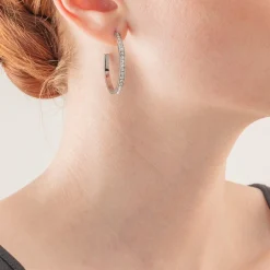 COEUR DE LION Coeur Essentials-Ohrringe Creolen 35 Edelstahl & Kristalle Silber Kristall
