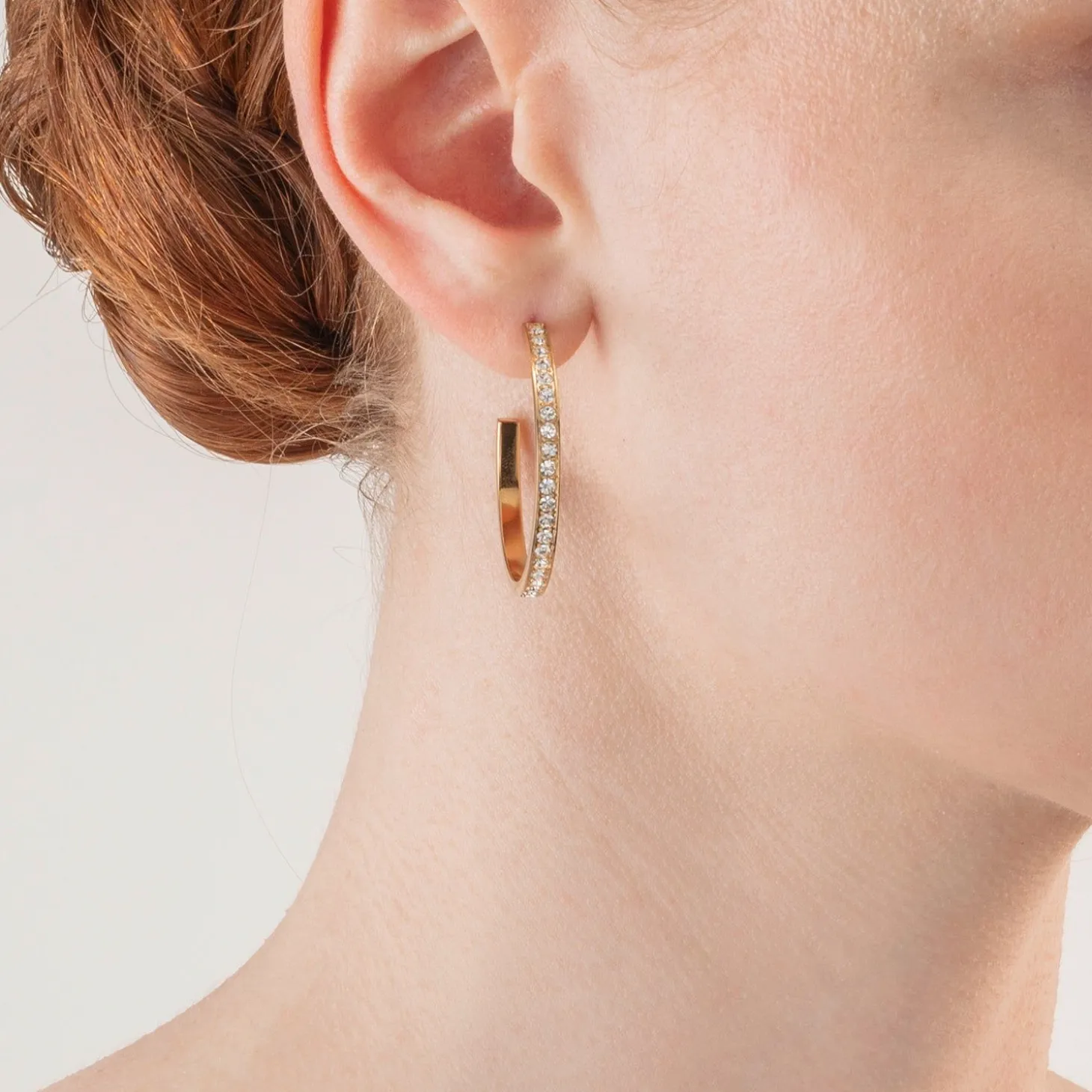 COEUR DE LION Coeur Essentials-Ohrringe Creolen 35 Edelstahl & Kristalle Goldkristall