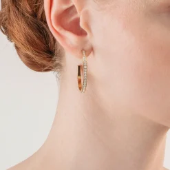 COEUR DE LION Kristallohrringe-Ohrringe Creolen 35 Edelstahl & Kristalle Goldkristall