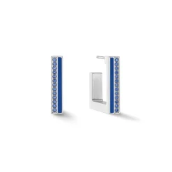 COEUR DE LION Creolen-Ohrringe Creolen Quadratische Streifen 20 Silber-Blau