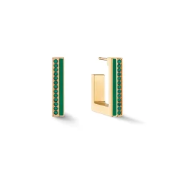 COEUR DE LION Creolen-Ohrringe Creolen Quadratische Streifen 20 Gold-Grün